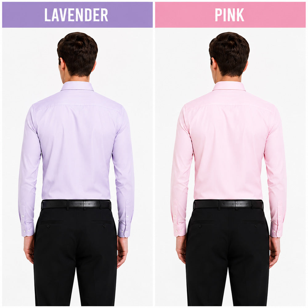 Clothizen Men's Solid Formal Shirt pack of 2 Lavender | Pink| Premium | Cotton Enriched | Full Sleeves | Comfort Fit | Single Chest Pocket