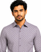 Men's Printed Regular Fit Formal Shirt | Aqua Blue | Premium |100% Satin Cotton | Full Sleeves | Single Chest Pocket