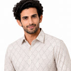 Men's Printed Regular Fit Semi Formal Shirt |  Premium | 100% Cotton | Full Sleeves | Single Chest Pocket
