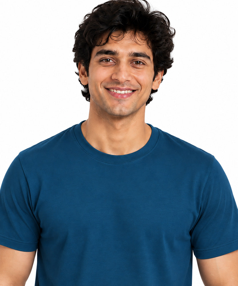Clothizen Men's Premium 100% Cotton Solid T-Shirt | Black | Round Neck| Half Sleeves | Regular Fit | 180 GSM | Bio-Washed