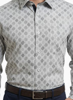 Men's Printed Regular Fit Formal Shirt | Black | Premium | 100% Cotton | Full Sleeves | Single Chest Pocket