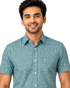 Men's Printed Slim Fit Semi Formal Shirt | Premium | 100% Cotton | Half Sleeves | Single Chest Pocket