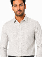 Men's Printed Regular Fit Formal Shirt | White cream| Premium | 100% Satin Cotton | Full Sleeves | Single Chest Pocket