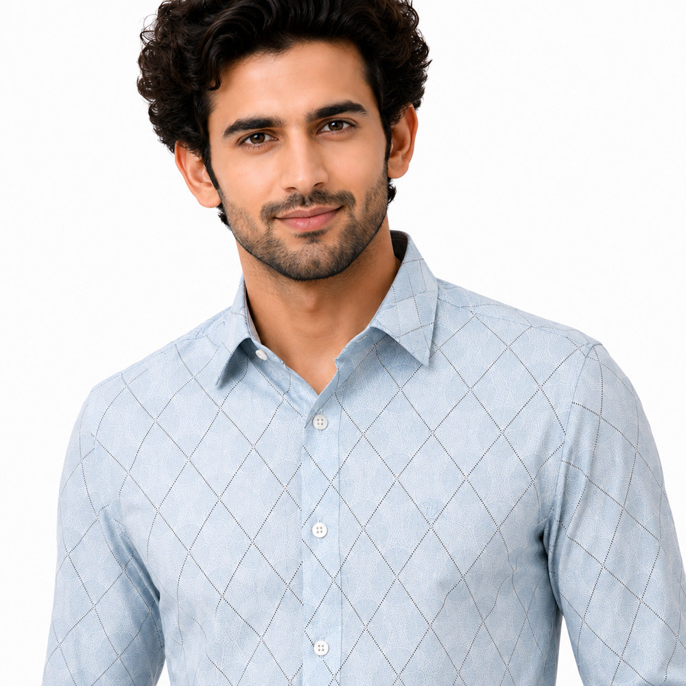 Men's Printed Regular Fit Semi Formal Shirt |  Premium | 100% Cotton | Full Sleeves | Single Chest Pocket