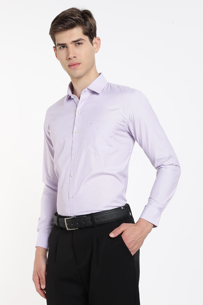 Clothizen Men's Solid Formal Shirt | Lavender | Premium | Cotton Enriched | Full Sleeves | Comfort Fit | Single Chest Pocket