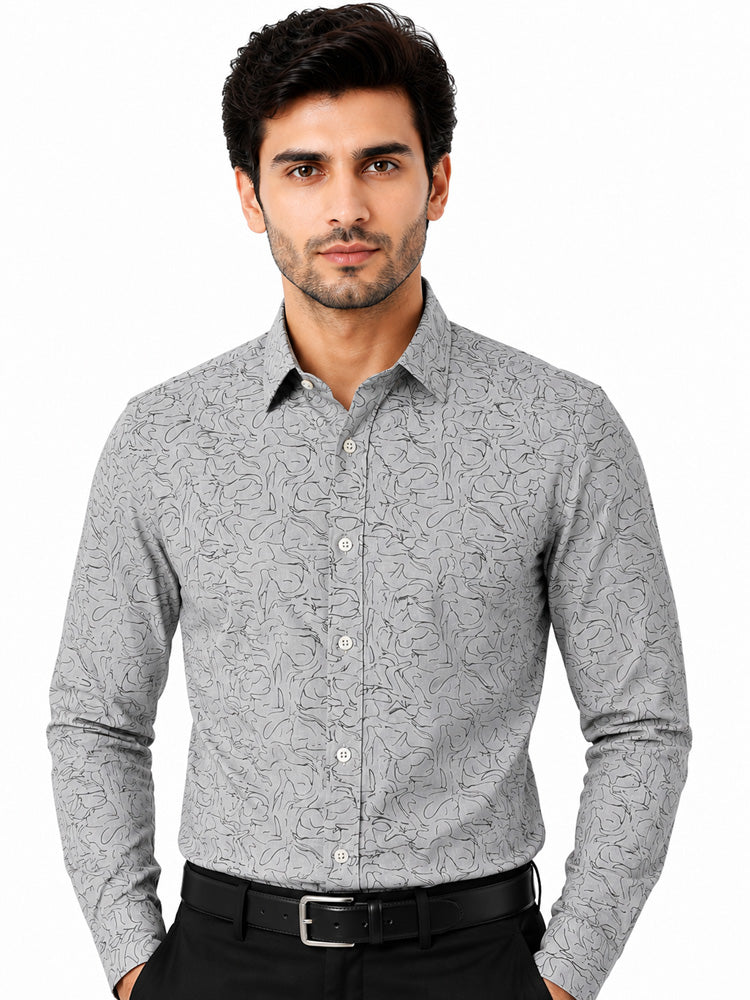 Men's Printed Regular Fit Formal Shirt | Aqua Green | Premium |100% Satin Cotton | Full Sleeves | Single Chest Pocket