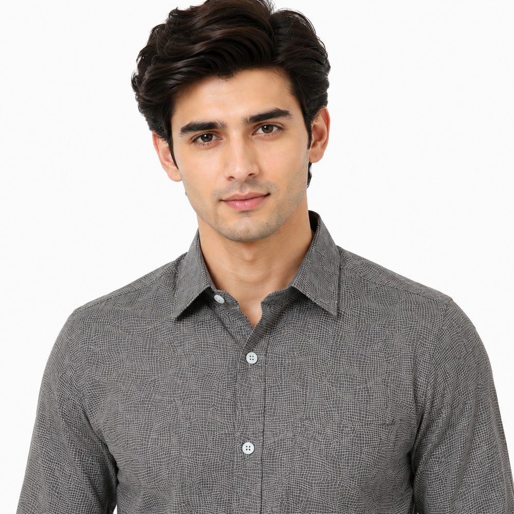 Men's Printed Regular Fit  Semi Formal Shirt | Premium | 100% Cotton | Full Sleeves | Single Chest Pocket