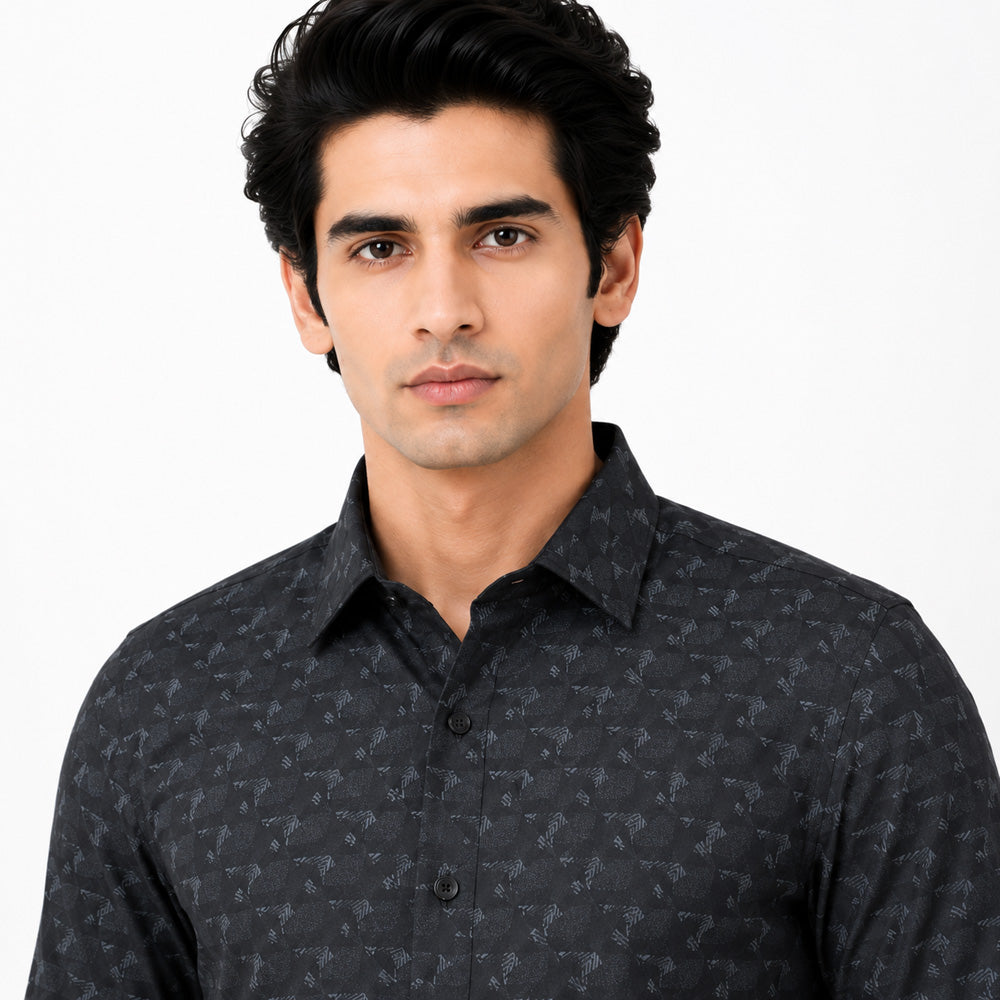 Men's Printed Regular Fit Semi Formal Shirt | Premium | 100% Cotton | Full Sleeves | Single Chest Pocket