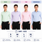 Clothizen Men's Solid Formal Shirt pack of 4 | Medium Blue| Green | Lavender | Pink | Premium | Cotton Enriched | Full Sleeves | Comfort Fit | Single Chest Pocket