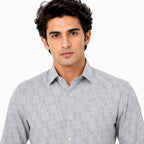 Men's Printed Regular Fit Semi Formal Shirt | Cream | Premium | Cotton Enriched | Full Sleeves | Single Chest Pocket