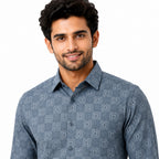 Men's Printed Regular Fit  Semi   Formal Shirt | Premium | 100% Cotton | Full Sleeves | Single Chest Pocket