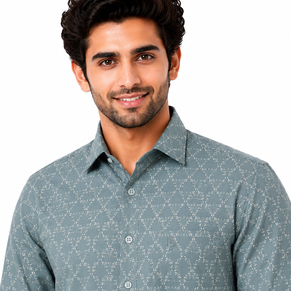 Men's Printed Regular Fit Semi Formal Shirt | Premium | 100% Cotton | Full Sleeves | Single Chest Pocket