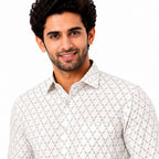 Men's Printed Regular Fit Semi Formal Shirt | Premium | 100% Cotton | Full Sleeves | Single Chest Pocket