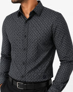 Men's Striped Smart Fit Semi Formal Shirt | Black | Premium | 100% Cotton | Full Sleeves | Single Chest Pocket