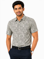Men's Printed Slim Fit Semi Formal Shirt | Premium | 100% Cotton | Half Sleeves | Single Chest Pocket