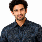 Men's Printed Regular Fit  Semi   Formal Shirt | Coffee Brown | Premium | 100% Cotton | Full Sleeves | Single Chest Pocket
