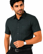 Men's Checkered Regular Fit Formal Shirt | Wine with Grey Checks | Premium | Pure Cotton | Half Sleeves | Single Chest Pocket