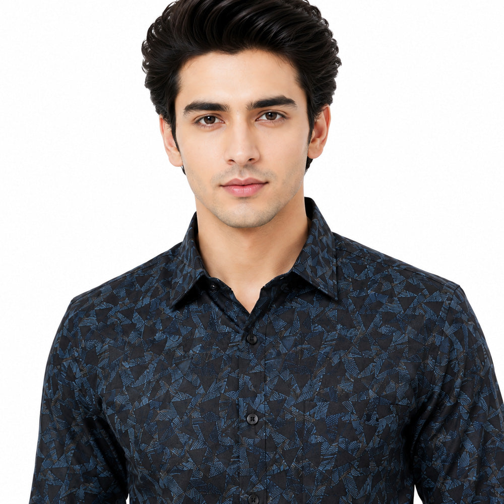 Men's Printed Regular Fit Semi Formal Shirt | Premium | 100% Cotton | Full Sleeves | Single Chest Pocket