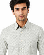 Men's Printed Regular Fit Formal Shirt |Aqua Blue Premium |100% Satin Cotton | Full Sleeves | Single Chest Pocket