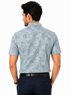 Men's Printed Slim Fit Semi Formal Shirt | Premium | 100% Cotton | Half Sleeves | Single Chest Pocket