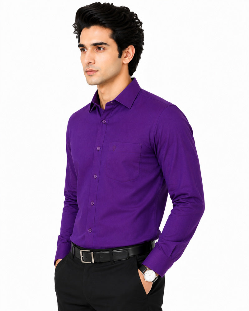 Clothizen Men's Solid Formal Shirt | Deep Maroon | Premium | Cotton Enriched | Full Sleeves | Comfort Fit | Single Chest Pocket