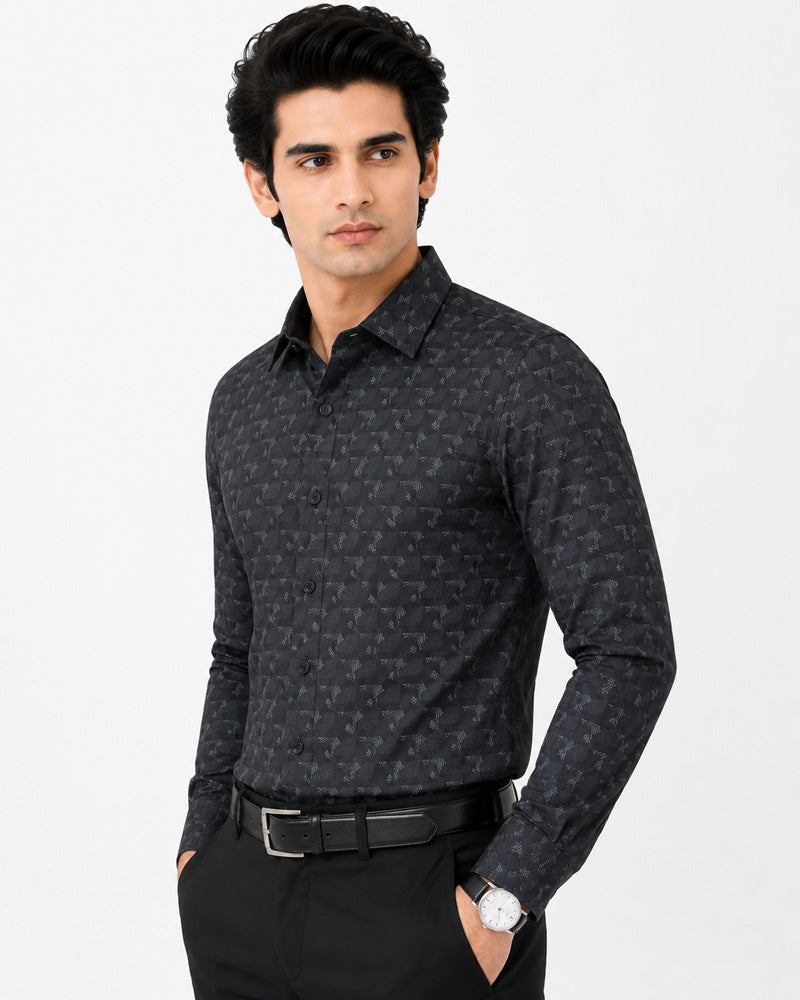 Men's Printed Regular Fit Semi Formal Shirt | Premium | 100% Cotton | Full Sleeves | Single Chest Pocket