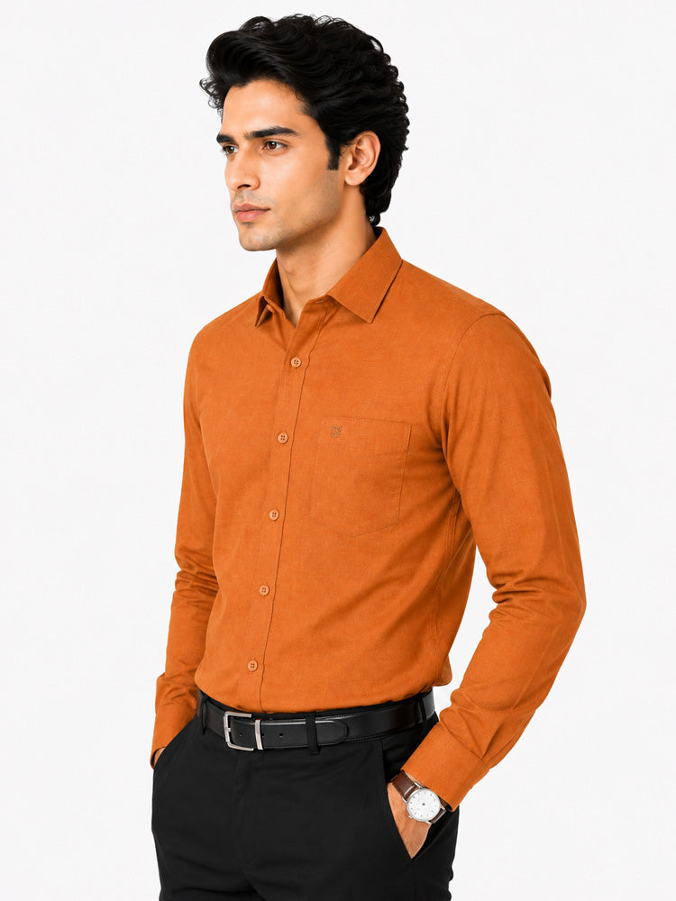 Clothizen Men's Solid Formal Shirt | Deep Maroon | Premium | Cotton Enriched | Full Sleeves | Comfort Fit | Single Chest Pocket