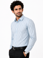 Men's Printed Regular Fit  Semi   Formal Shirt | Cream | Premium | 100% Cotton | Full Sleeves | Single Chest Pocket