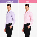 Clothizen Men's Solid Formal Shirt pack of 2 Lavender | Pink| Premium | Cotton Enriched | Full Sleeves | Comfort Fit | Single Chest Pocket