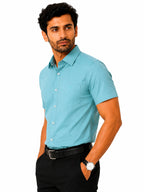 Men's Solid Formal Shirt | Light Grey | Premium | Cotton | Half Sleeves | Single Chest Pocket