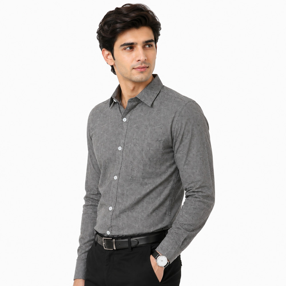 Men's Printed Regular Fit  Semi Formal Shirt | Premium | 100% Cotton | Full Sleeves | Single Chest Pocket
