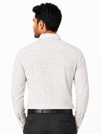Men's Printed Regular Fit Formal Shirt | White cream| Premium | 100% Satin Cotton | Full Sleeves | Single Chest Pocket