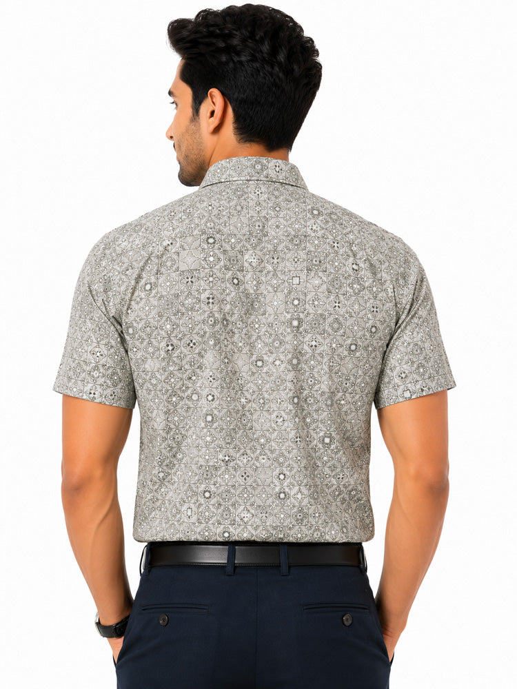 Men's Printed Slim Fit Semi Formal Shirt | Premium | 100% Cotton | Half Sleeves | Single Chest Pocket