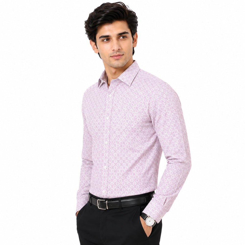 Men's Printed Regular Fit Semi Formal Shirt | Premium | 100% Cotton | Full Sleeves | Single Chest Pocket