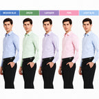 Clothizen Men's Solid Formal Shirt pack of 5 | Medium Blue| Green | Lavender | Pink | Light Blue | Premium | Cotton Enriched | Full Sleeves | Comfort Fit | Single Chest Pocket