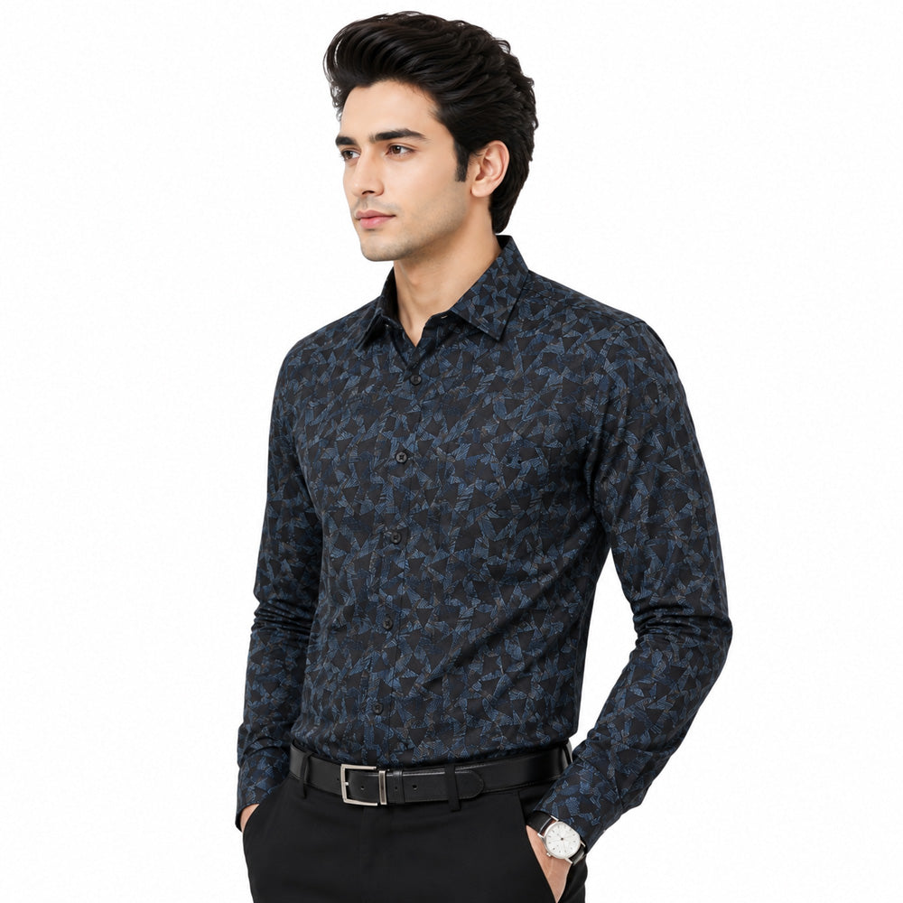 Men's Printed Regular Fit Semi Formal Shirt | Premium | 100% Cotton | Full Sleeves | Single Chest Pocket