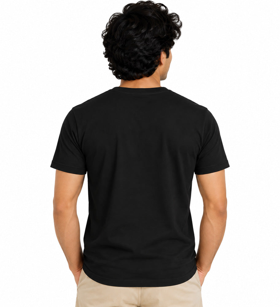 Clothizen Men's Premium 100% Cotton Solid T-Shirt | Black | Round Neck| Half Sleeves | Regular Fit | 180 GSM | Bio-Washed