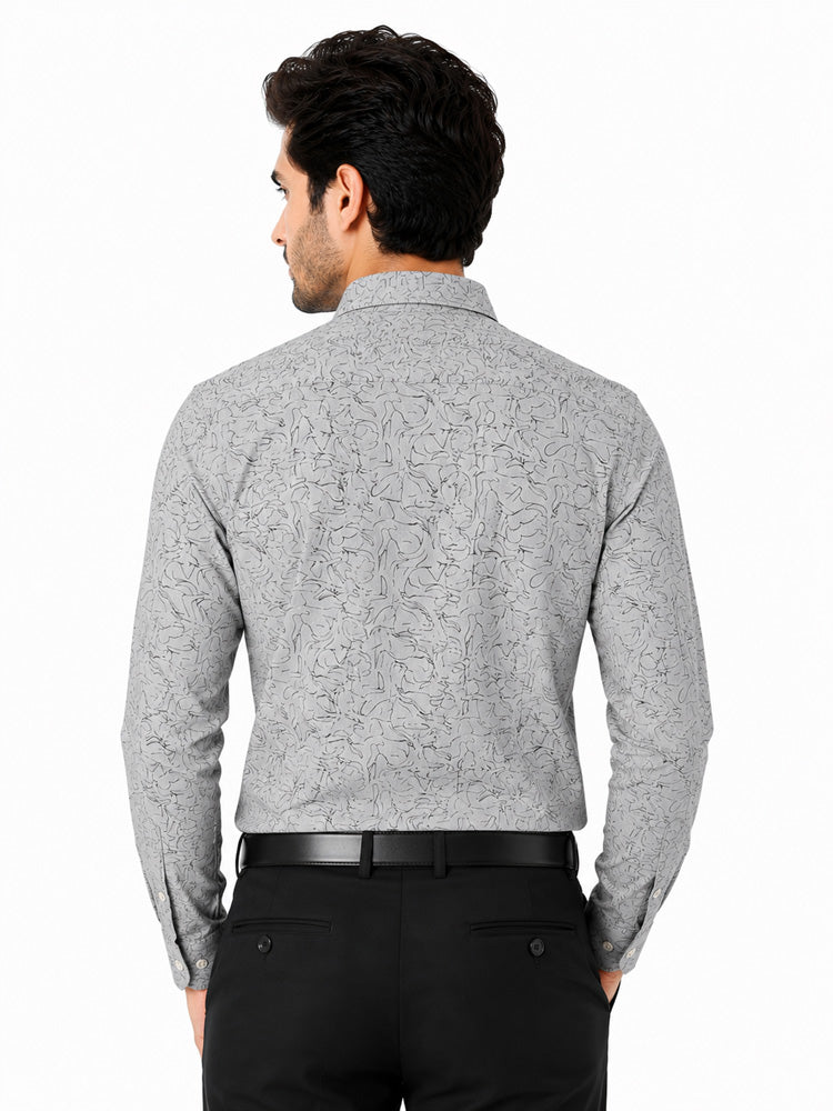 Men's Printed Regular Fit Formal Shirt | Aqua Green | Premium |100% Satin Cotton | Full Sleeves | Single Chest Pocket