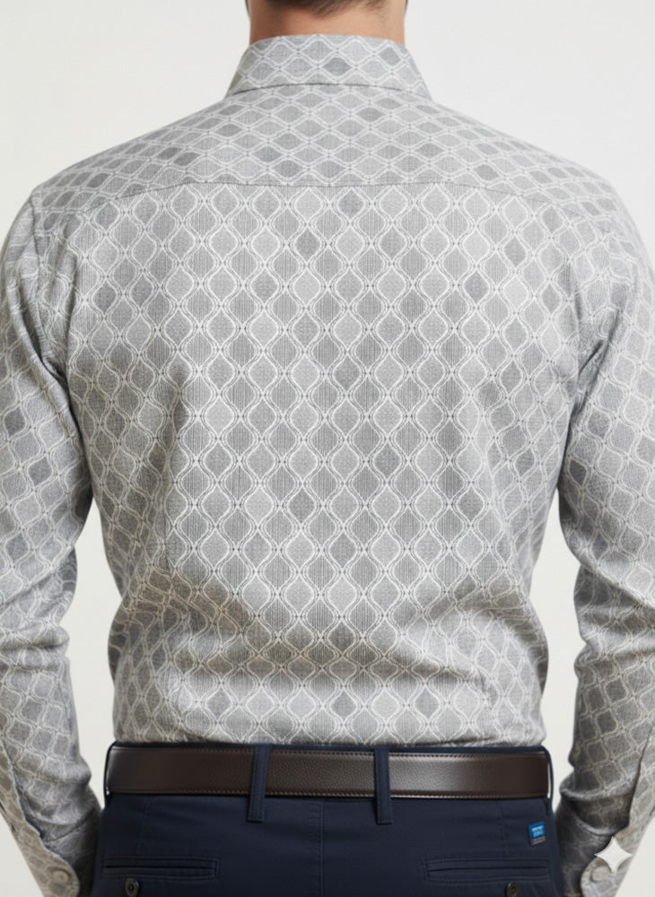 Men's Printed Regular Fit Formal Shirt | Black | Premium | 100% Cotton | Full Sleeves | Single Chest Pocket