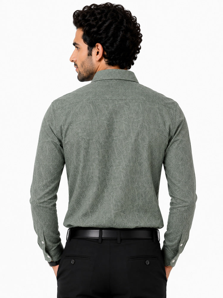 Men's Printed Regular Fit  Semi Formal Shirt | Premium | 100% Cotton | Full Sleeves | Single Chest Pocket