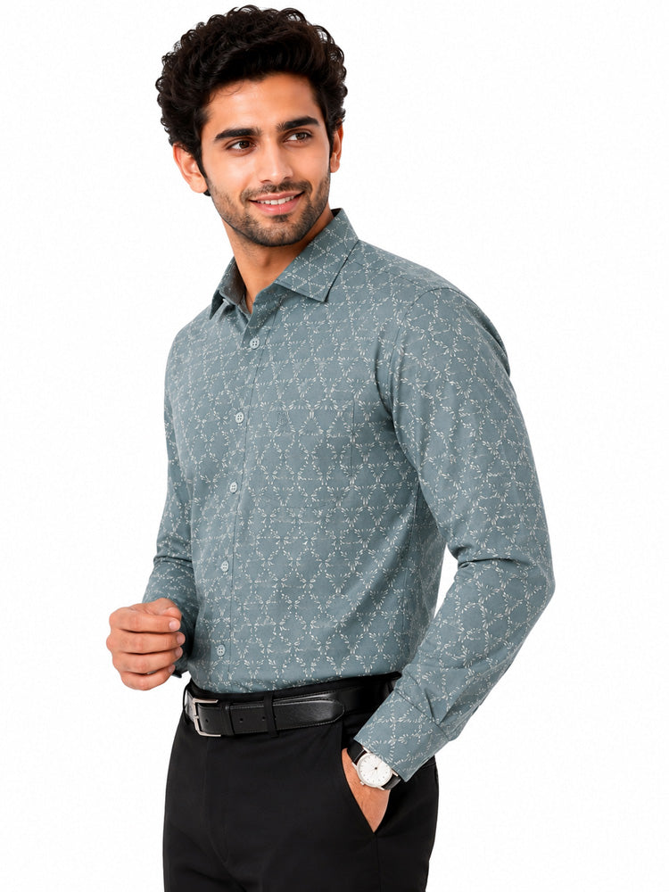 Men's Printed Regular Fit Semi Formal Shirt | Premium | 100% Cotton | Full Sleeves | Single Chest Pocket