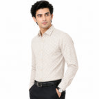 Men's Printed Regular Fit Semi Formal Shirt | Premium | 100% Cotton | Full Sleeves | Single Chest Pocket