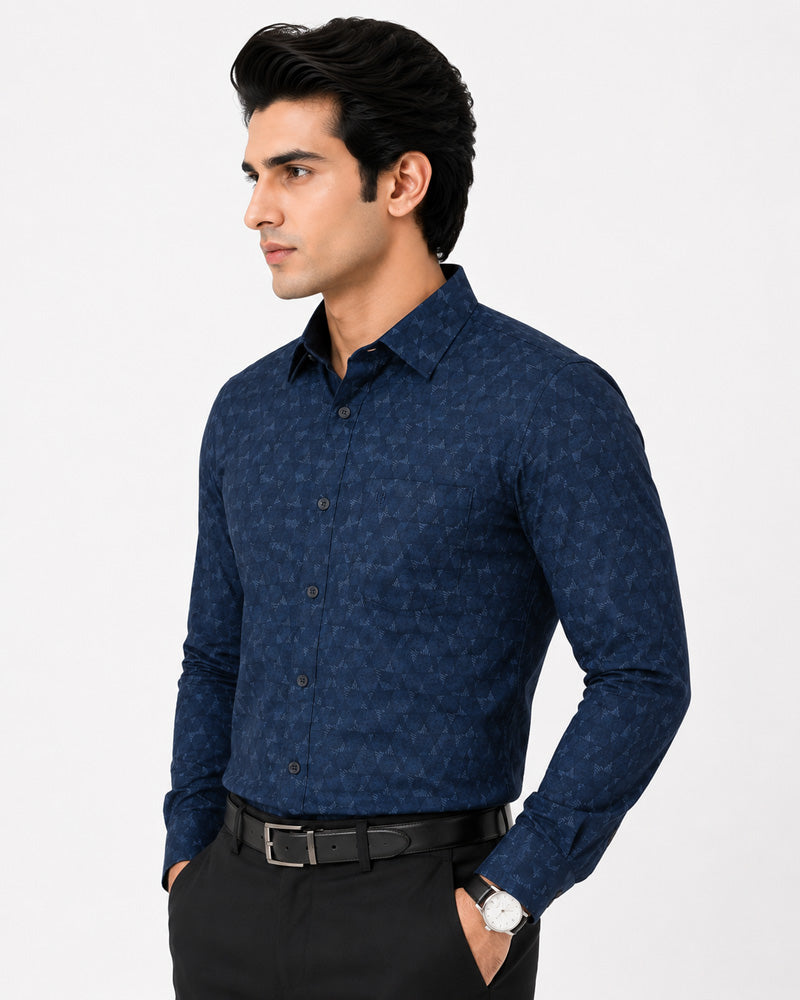 Men's Printed Regular Fit Semi Formal Shirt | Premium | 100% Cotton | Full Sleeves | Single Chest Pocket