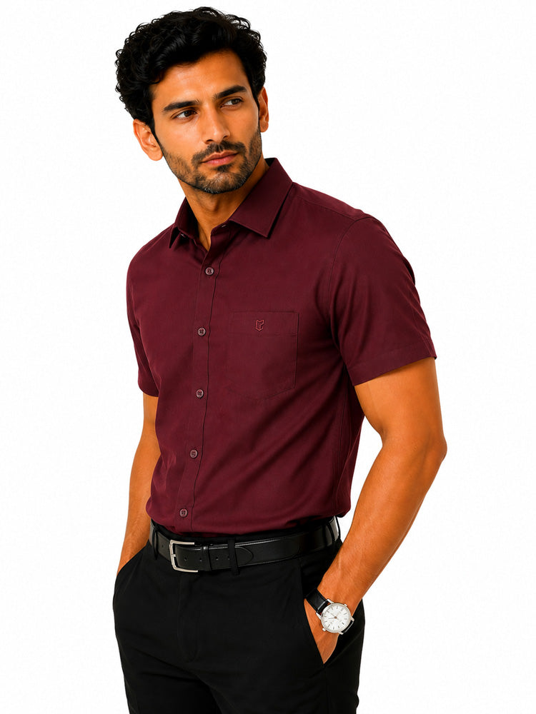 Men's Solid Formal Shirt | Light Grey | Premium | Cotton | Half Sleeves | Single Chest Pocket