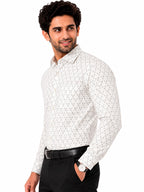 Men's Printed Regular Fit Semi Formal Shirt | Premium | 100% Cotton | Full Sleeves | Single Chest Pocket