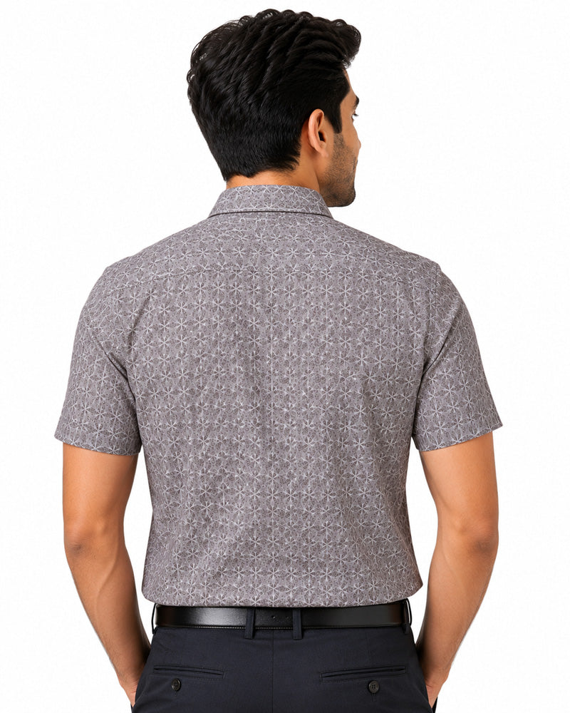 Men's Printed Slim Fit Semi Formal Shirt | Premium | 100% Cotton | Half Sleeves | Single Chest Pocket