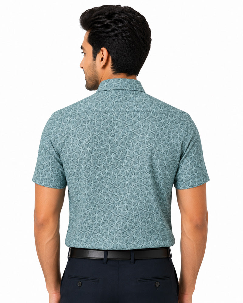 Men's Printed Slim Fit Semi Formal Shirt | Premium | 100% Cotton | Half Sleeves | Single Chest Pocket