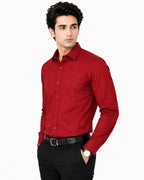 Clothizen Men's Solid Formal Shirt | Deep Maroon | Premium | Cotton Enriched | Full Sleeves | Comfort Fit | Single Chest Pocket