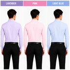 Clothizen Men's Solid Formal Shirt pack of 3 | Light Blue | Lavender | Pink | Premium | Cotton Enriched | Full Sleeves | Comfort Fit | Single Chest Pocket