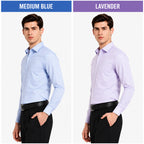 Clothizen Men's Solid Formal Shirt pack of 2 Medium Blue | Lavender | Premium | Cotton Enriched | Full Sleeves | Comfort Fit | Single Chest Pocket